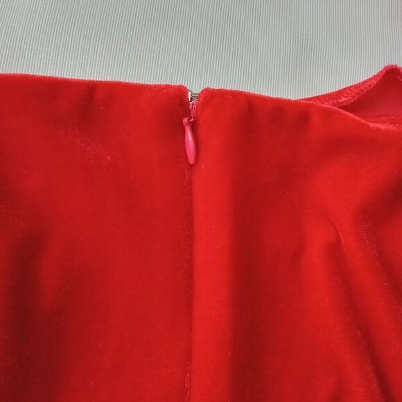 Lush Red Velour Spaghetti Strap Mini Length Bodycon Dress Women's Size Large - Picture 5 of 12
